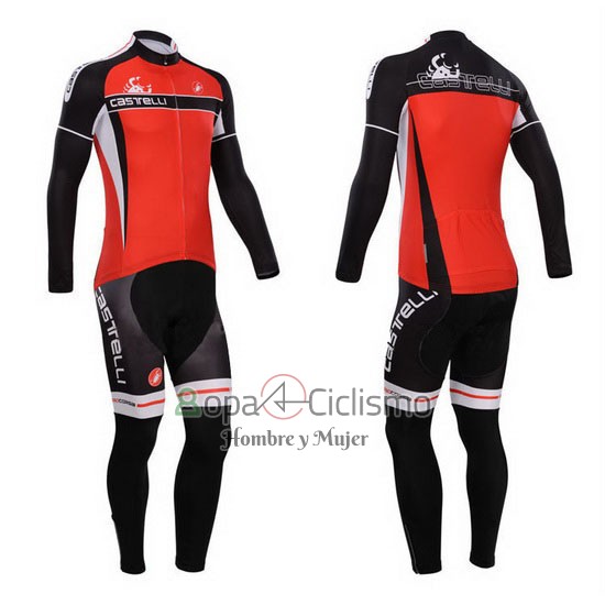 Castelli Ropa Ciclismo Culotte Largo 2014 Hombre Mangas Largas Rojo