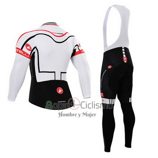 Castelli Ropa Ciclismo Culotte Largo 2015 Hombre Mangas Largas Blanco
