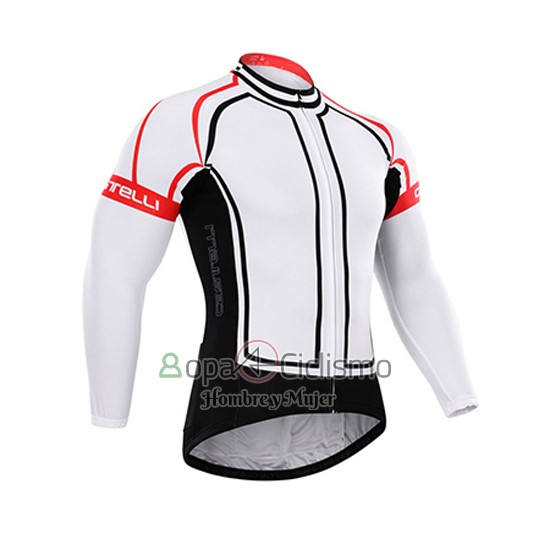 Castelli Ropa Ciclismo Culotte Largo 2015 Hombre Mangas Largas Blanco