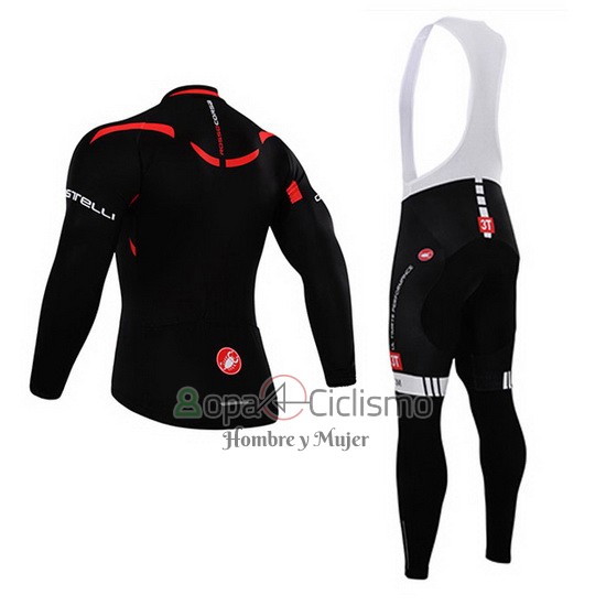 Castelli Ropa Ciclismo Culotte Largo 2015 Hombre Mangas Largas Brillante Negro