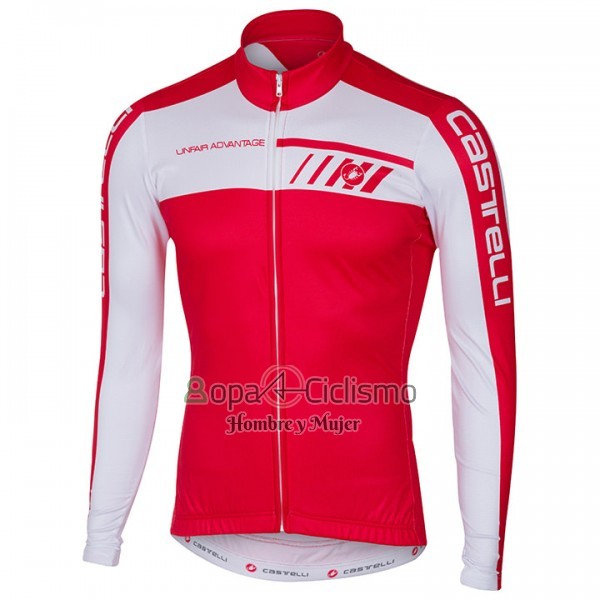 Castelli Ropa Ciclismo Culotte Largo 2017 Hombre Mangas Largas Blanco y Rojo