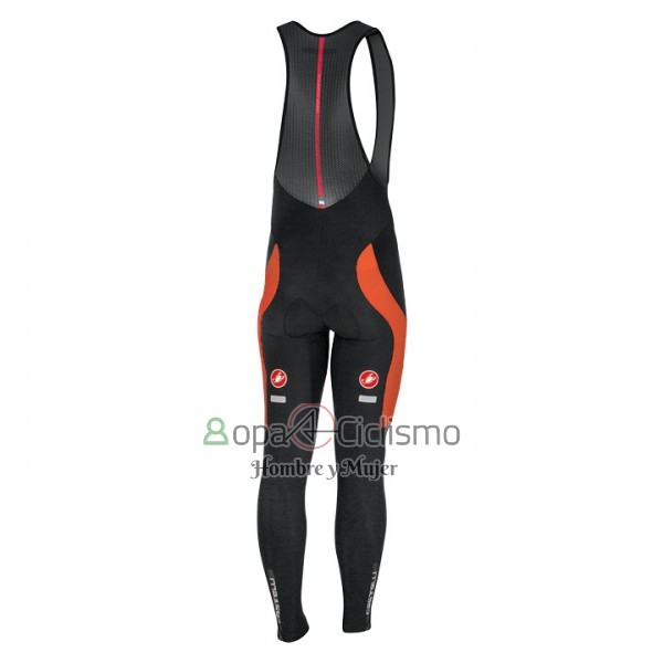 Castelli Ropa Ciclismo Culotte Largo 2017 Hombre Mangas Largas Naranja y Negro