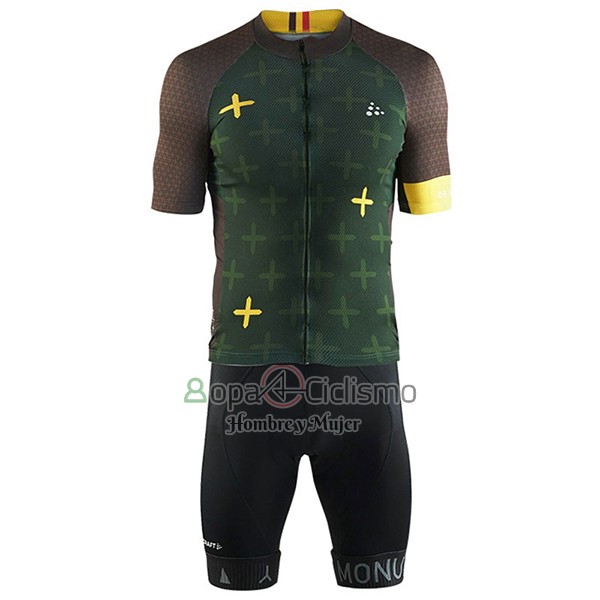 Craft Ropa Ciclismo Culotte Corto 2017 Hombre Mangas Cortas Monuments Brown y Verde