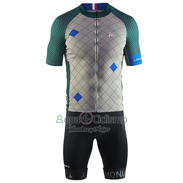 Craft Ropa Ciclismo Culotte Corto 2017 Hombre Mangas Cortas Monuments Plata y Verde