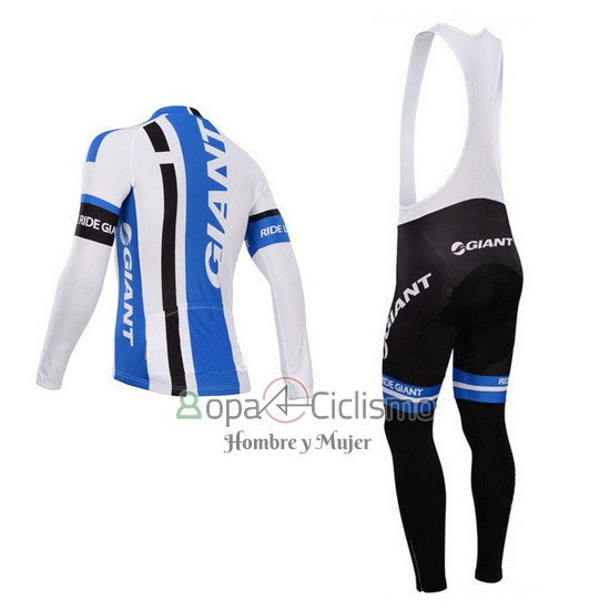 Giant Ropa Ciclismo Culotte Largo 2014 Hombre Mangas Largas Blanco y Azur