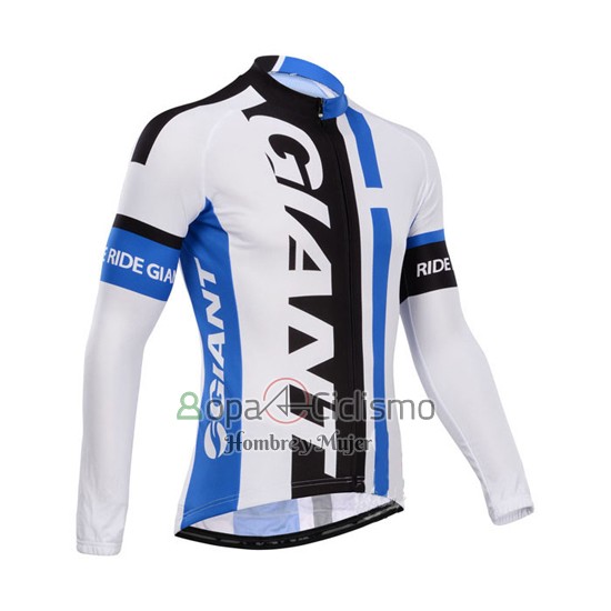 Giant Ropa Ciclismo Culotte Largo 2014 Hombre Mangas Largas Blanco y Azur