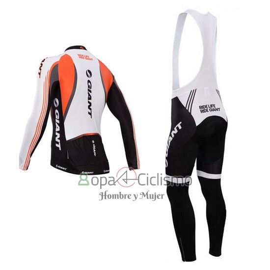 Giant Ropa Ciclismo Culotte Largo 2014 Hombre Mangas Largas Blanco y Negro