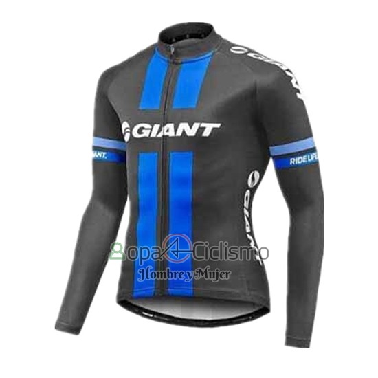 Giant Ropa Ciclismo Culotte Largo 2017 Hombre Mangas Largas Azul y Gris