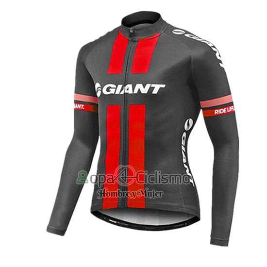 Giant Ropa Ciclismo Culotte Largo 2017 Hombre Mangas Largas Rojo y Gris