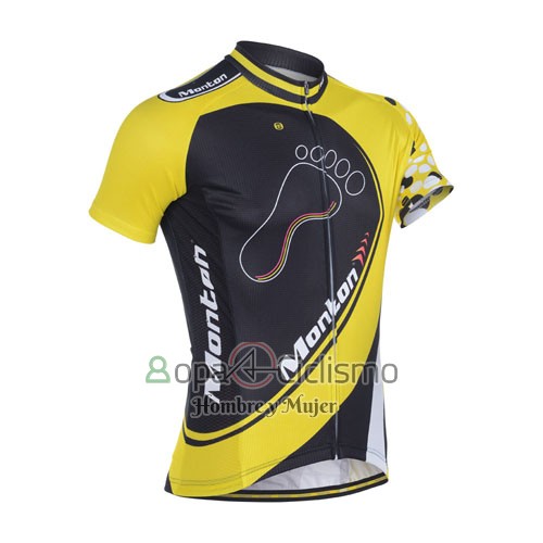 Monton Ropa Ciclismo Culotte Corto 2014 Hombre Mangas Cortas AMarillo y Negro