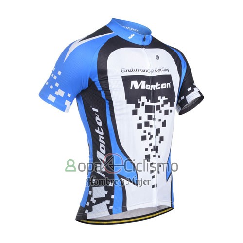 Monton Ropa Ciclismo Culotte Corto 2014 Hombre Mangas Cortas Azul y Blanco