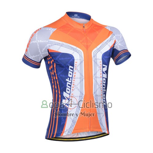 Monton Ropa Ciclismo Culotte Corto 2014 Hombre Mangas Cortas Azul y Naranja