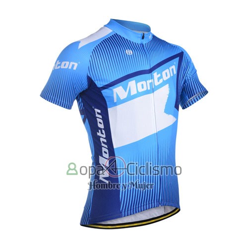 Monton Ropa Ciclismo Culotte Corto 2014 Hombre Mangas Cortas Blanco y Azul