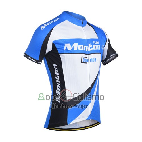 Monton Ropa Ciclismo Culotte Corto 2014 Hombre Mangas Cortas Blanco y Azur