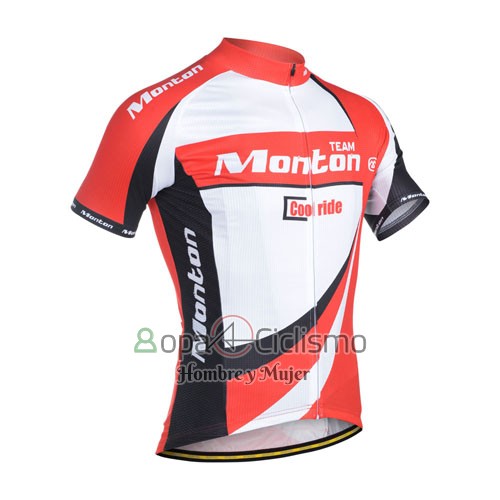 Monton Ropa Ciclismo Culotte Corto 2014 Hombre Mangas Cortas Blanco y Rojo