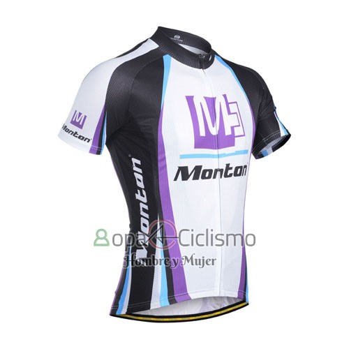 Monton Ropa Ciclismo Culotte Corto 2014 Hombre Mangas Cortas Blanco y Violeta
