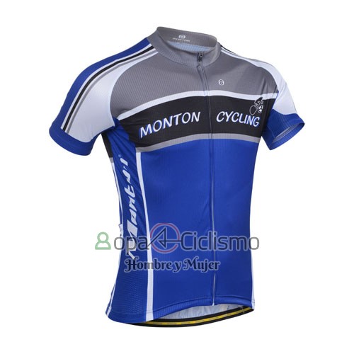 Monton Ropa Ciclismo Culotte Corto 2014 Hombre Mangas Cortas Gris y Azul