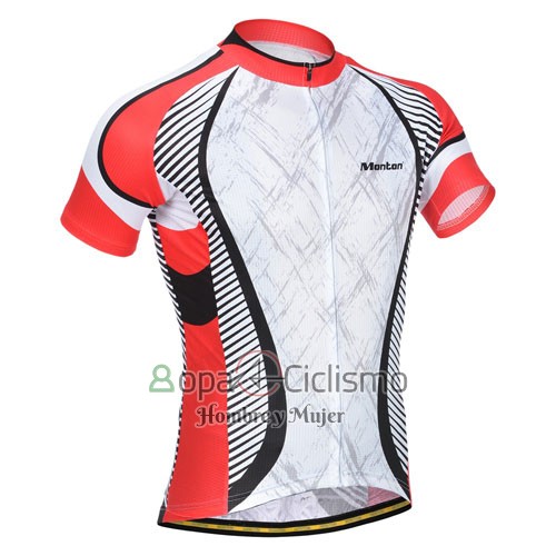 Monton Ropa Ciclismo Culotte Corto 2014 Hombre Mangas Cortas Naranja y Blanco