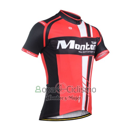 Monton Ropa Ciclismo Culotte Corto 2014 Hombre Mangas Cortas Negro y Rojo