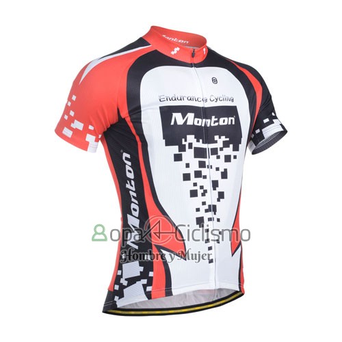Monton Ropa Ciclismo Culotte Corto 2014 Hombre Mangas Cortas Rojo y Blanco