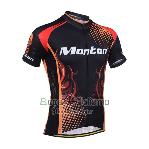 Monton Ropa Ciclismo Culotte Corto 2014 Hombre Mangas Cortas Rojo y Naranja