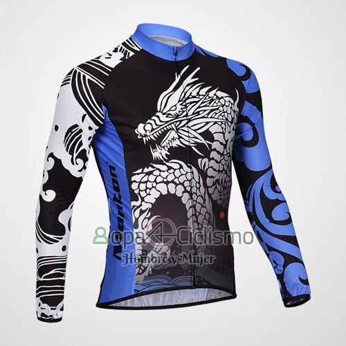 Monton Ropa Ciclismo Culotte Largo 2014 Hombre Mangas Largas Negro y Azul