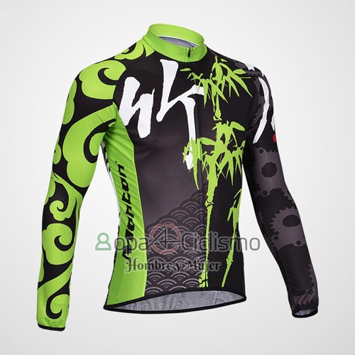 Monton Ropa Ciclismo Culotte Largo 2014 Hombre Mangas Largas Negro y Verde