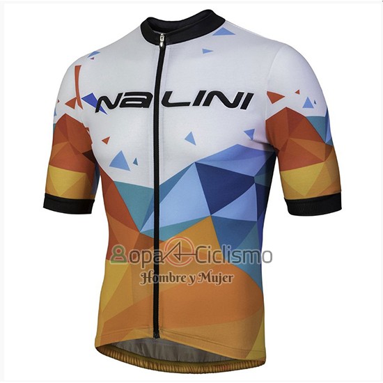 Nalini Ahs Discesa Ropa Ciclismo Culotte Corto 2018 Men Mangas Cortas Blanco y Naranja