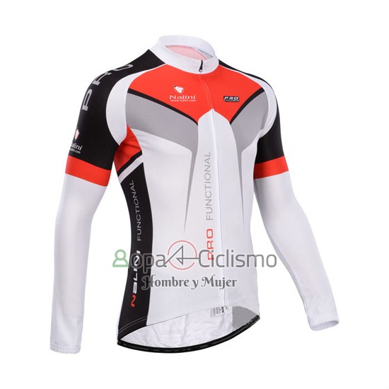 Nalini Ropa Ciclismo Culotte Largo 2014 Men Mangas Largas Negro y Blanco