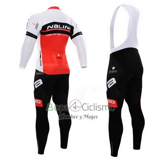 Nalini Ropa Ciclismo Culotte Largo 2015 Men Mangas Largas Rojo y Blanco