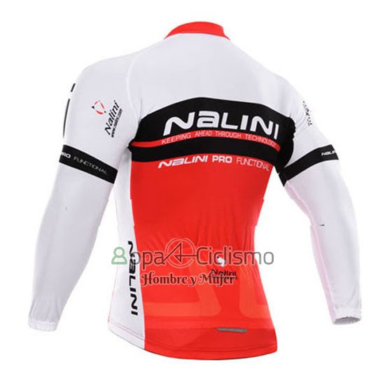 Nalini Ropa Ciclismo Culotte Largo 2015 Men Mangas Largas Rojo y Blanco