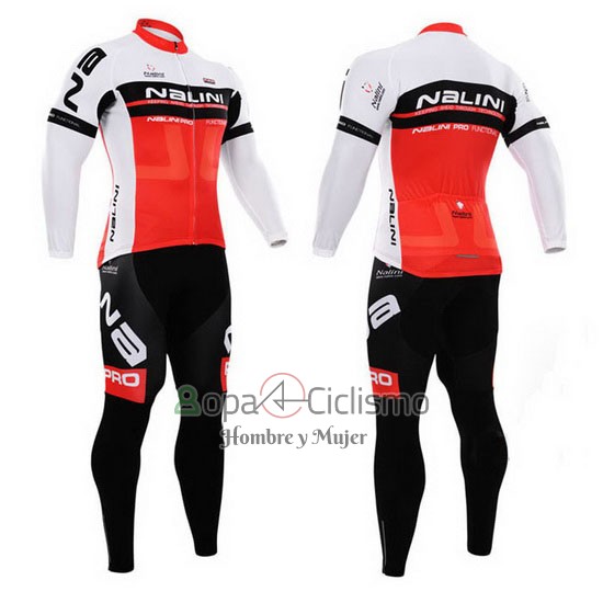 Nalini Ropa Ciclismo Culotte Largo 2015 Men Mangas Largas Rojo y Blanco