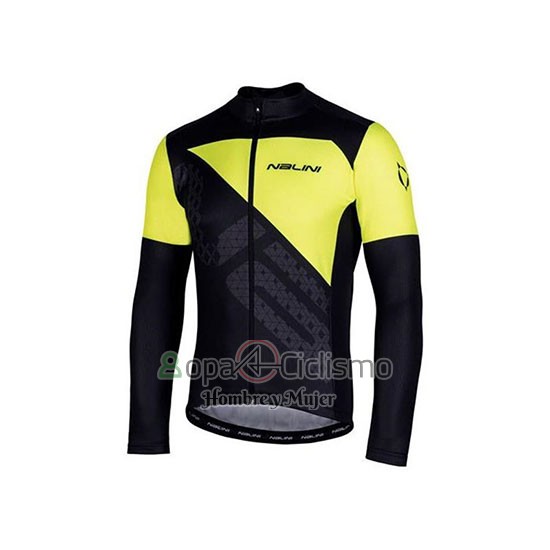 Nalini Ropa Ciclismo Culotte Largo 2020 Men Mangas Largas Negro AMarillo