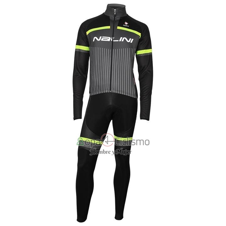 Nalini Ropa Ciclismo Culotte Largo 2020 Men Mangas Largas Negro Gris AMarillo