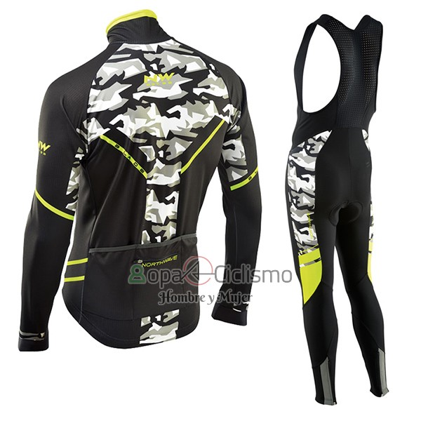Northwave Ropa Ciclismo Culotte Largo 2017 Hombre Mangas Largas Negro y Camuflaje
