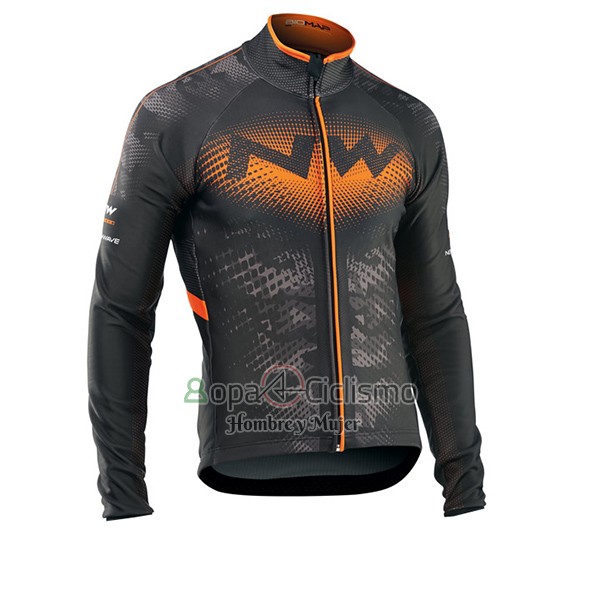 Northwave Ropa Ciclismo Culotte Largo 2017 Hombre Mangas Largas Negro y Naranja