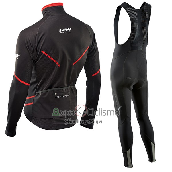 Northwave Ropa Ciclismo Culotte Largo 2017 Hombre Mangas Largas Negro y Rojo
