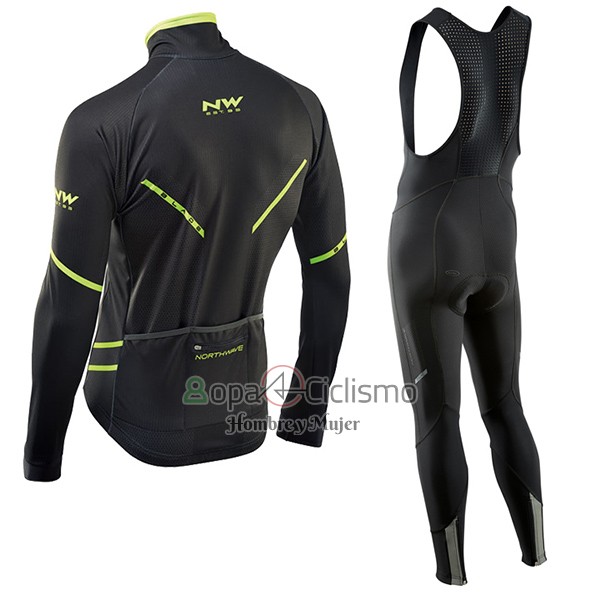 Northwave Ropa Ciclismo Culotte Largo 2017 Hombre Mangas Largas Negro y Verde
