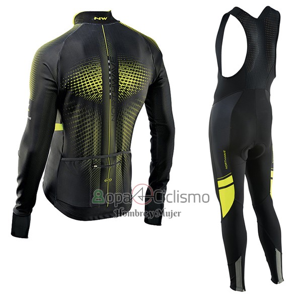 Northwave Ropa Ciclismo Culotte Largo 2017 Hombre Mangas Largas Verde y Negro