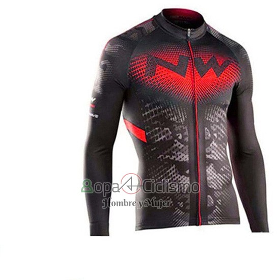 Northwave Ropa Ciclismo Culotte Largo 2019 Hombre Mangas Largas Negro Rojo