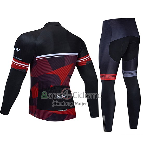Northwave Ropa Ciclismo Culotte Largo 2019 Hombre Mangas Largas Negro Rojo Blanco