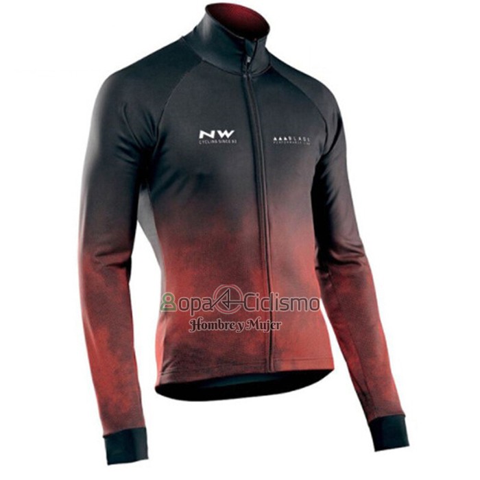 Northwave Ropa Ciclismo Culotte Largo 2021 Hombre Mangas Largas Negro Rojo