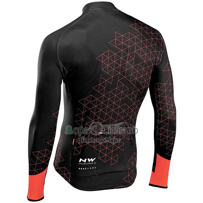 Northwave Ropa Ciclismo Culotte Largo  Hombre Mangas Largas Rojo Negro