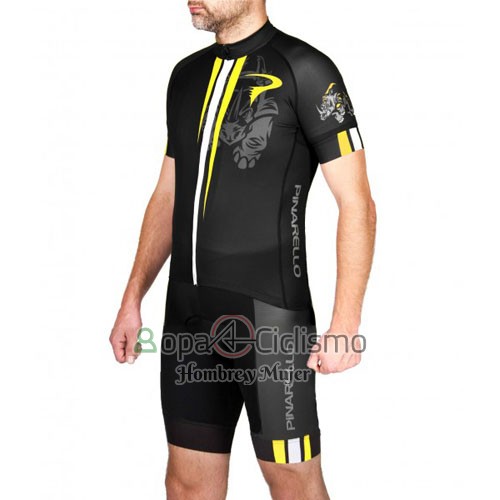 Pinarello Ropa Ciclismo Culotte Corto 2016 Hombre Mangas Cortas AMarillo y Negro