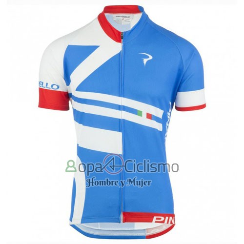 Pinarello Ropa Ciclismo Culotte Corto 2016 Hombre Mangas Cortas Azul y Blanco