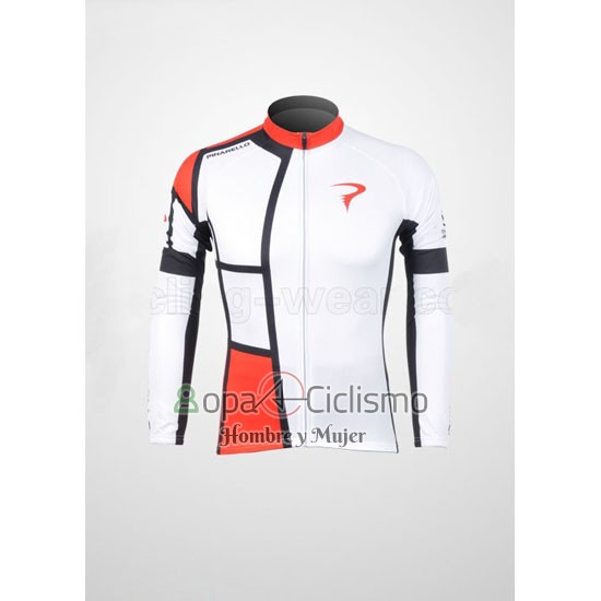 Pinarello Ropa Ciclismo Culotte Largo 2012 Hombre Mangas Largas Rojo y Blanco