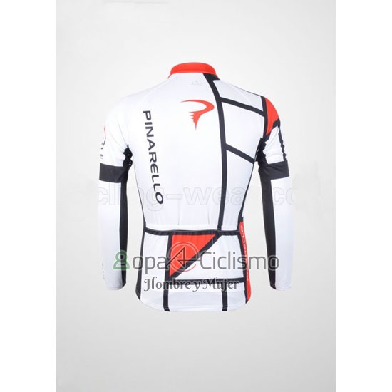 Pinarello Ropa Ciclismo Culotte Largo 2012 Hombre Mangas Largas Rojo y Blanco