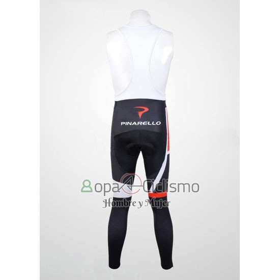 Pinarello Ropa Ciclismo Culotte Largo 2012 Hombre Mangas Largas Rojo y Blanco