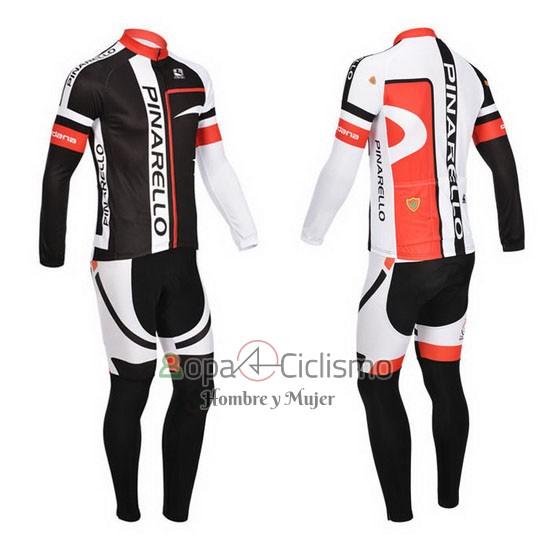 Pinarello Ropa Ciclismo Culotte Largo 2013 Hombre Mangas Largas Negro y Rojo
