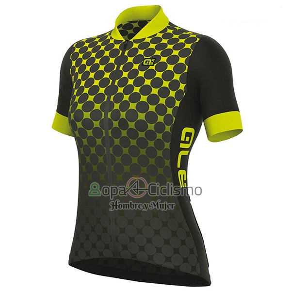 Ale Excel Bolas Ropa Ciclismo Culotte Corto 2017 Mujer Mangas Cortas Negro y AMarillo
